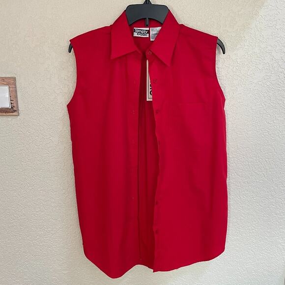 Simply Basic Vintage Sleeveless Button Down Top, Size L, NWT - Picture 1 of 9